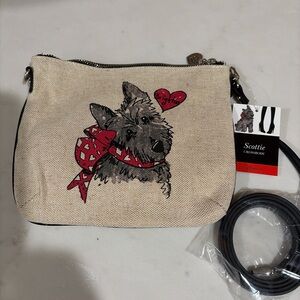 Brighton Scottie Dog Canvas Crossbody Bag - Cream and Red